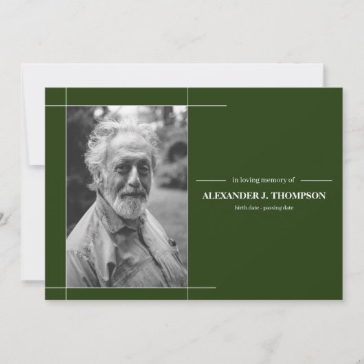 愛する記憶の葬儀で緑と白をフォレスト サンキューカード (正面)