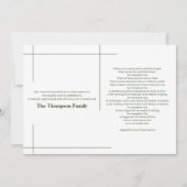 愛する記憶の葬儀で緑と白をフォレスト サンキューカード (裏面)