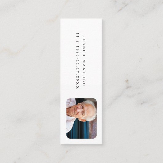 愛する記憶の葬儀ギフト/好意ブックマーク最小 スキニー名刺 (正面)