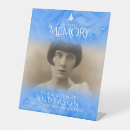 愛する記憶の葬儀バラ青 台座サイン