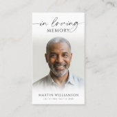 愛する記憶の葬儀フォトモダン祈りの言葉カード 名刺 (正面)