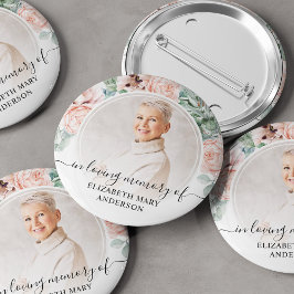 愛する記憶の葬儀赤面ピンクフローラ写真 缶バッジ