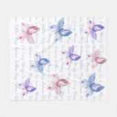 愛する記憶の蝶のモノグラムの献上品 フリースブランケット (正面(横))