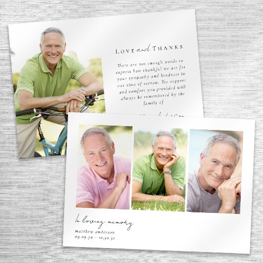 愛する記憶の複数の写真の悔やみや弔慰葬儀 サンキューカード