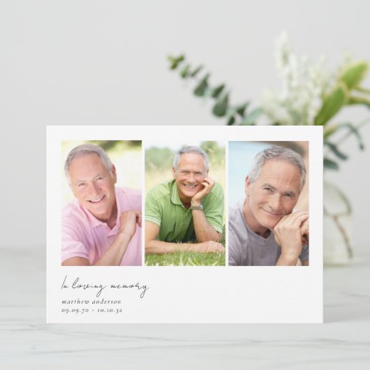 愛する記憶の複数の写真の悔やみや弔慰葬儀 サンキューカード (スタンド正面)
