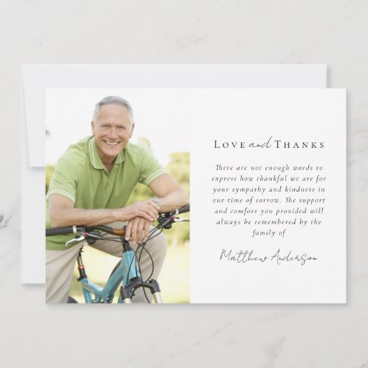愛する記憶の複数の写真の悔やみや弔慰葬儀 サンキューカード (裏面)
