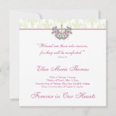 愛する記憶の記念にピンクのバラの十字架 招待状 (裏面)