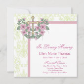 愛する記憶の記念にピンクのバラの十字架 招待状 (正面)