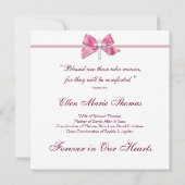 愛する記憶の記念にピンクのバラの十字架 招待状 (裏面)