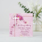 愛する記憶の記念にピンクのバラの十字架 招待状 (スタンド正面)