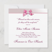 愛する記憶の記念にピンクのバラの十字架 招待状 (裏面)