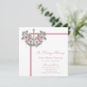 愛する記憶の記念にピンクのバラの十字架 招待状 (スタンド正面)