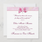 愛する記憶の記念にピンクのバラの十字架 招待状 (裏面)