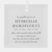 愛する記憶の記念のモダンシンプル ガラスオーナメント (裏面)