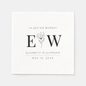 愛する記憶の記念のモノグラムモダンの葉で スタンダードカクテルナプキン (正面)