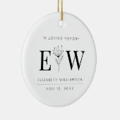 愛する記憶の記念のモノグラムモダンの葉で セラミックオーナメント (右)