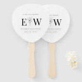 愛する記憶の記念のモノグラムモダンの葉で ハンドファン (正面&裏面)