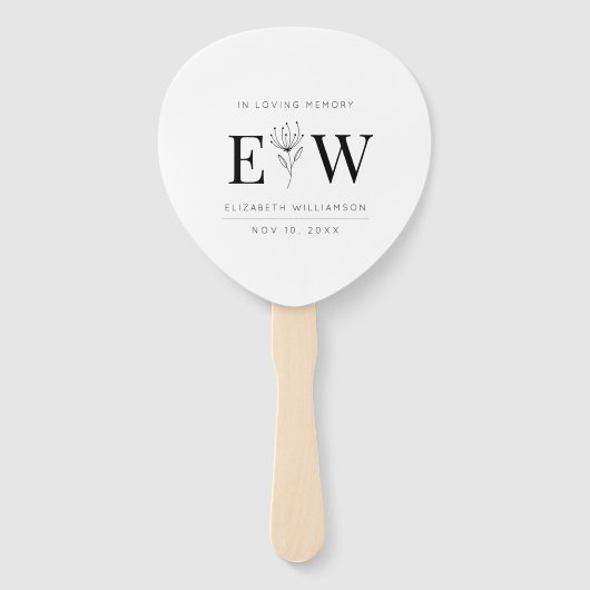 愛する記憶の記念のモノグラムモダンの葉で ハンドファン (裏面)