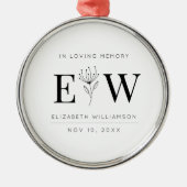 愛する記憶の記念のモノグラムモダンの葉で メタルオーナメント (正面)