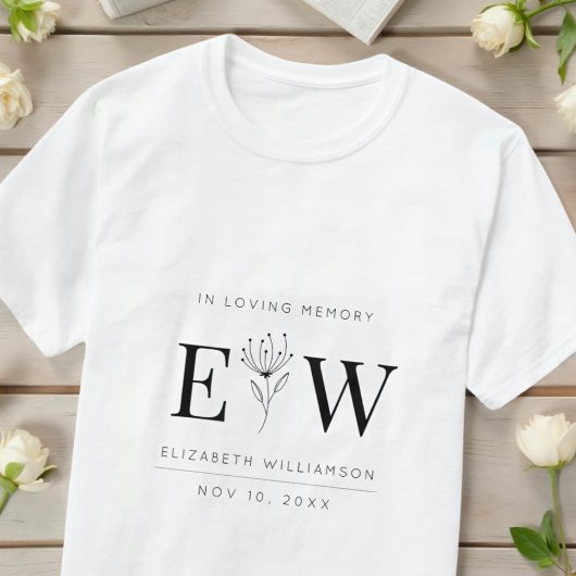 愛する記憶の記念のモノグラムモダンの葉で Tシャツ