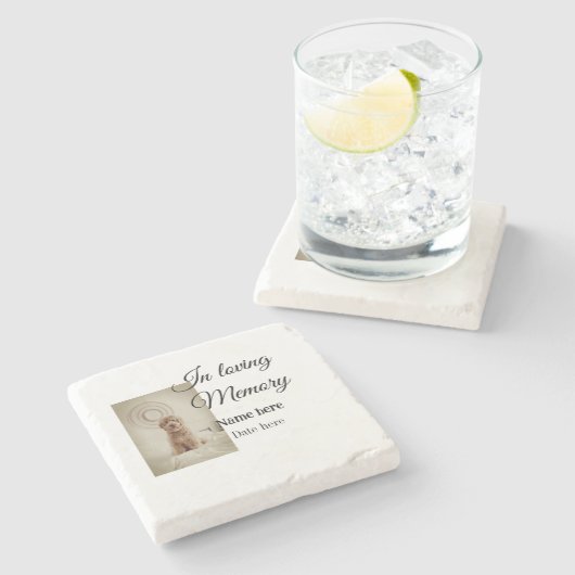 愛する記憶の記念の記念にペット名を追加 ストーンコースター (横)