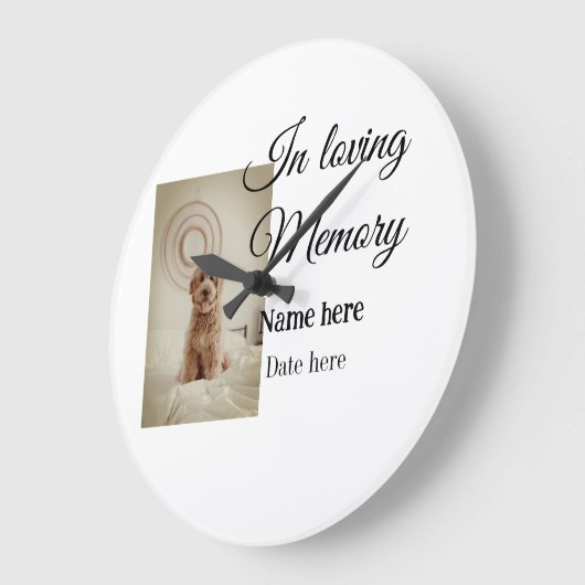 愛する記憶の記念の記念にペット名を追加 ラージ壁時計 (傾斜)