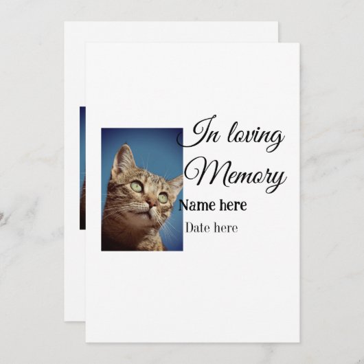 愛する記憶の記念の記念にペット名を追加 招待状 (正面/裏面)