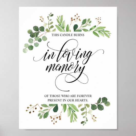 愛する記憶の記念ろうそく 燃える看板 ポスター (正面)