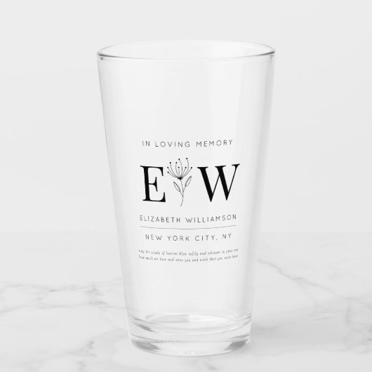 愛する記憶の記念モダン引用文の葉 タンブラーグラス (正面)