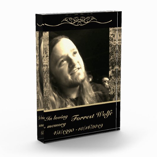 愛する記憶の記念記念金ゴールド大理石 フォトブロック (左)