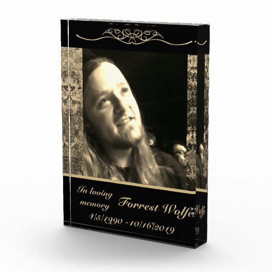 愛する記憶の記念記念金ゴールド大理石 フォトブロック (右)