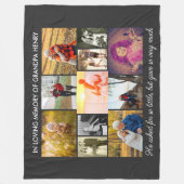 愛する記憶の記憶で引用文ダークグレーの写真 フリースブランケット (正面)