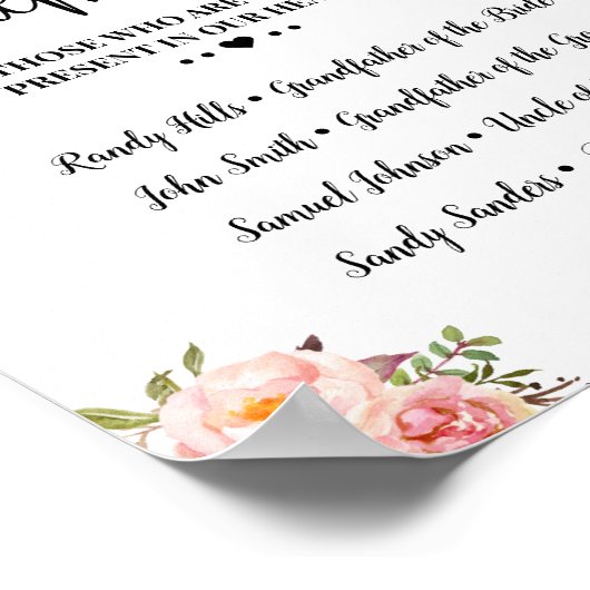 愛する記憶の記憶ピンクのフローラ結婚の ポスター (角)