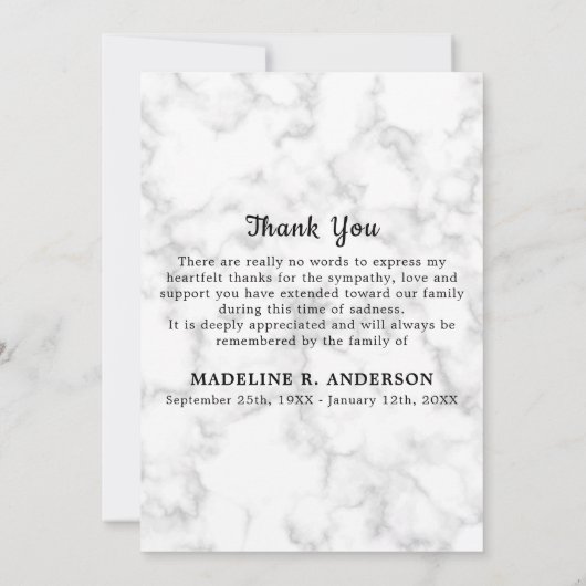 愛する記憶の記憶フォト悔やみや弔慰葬儀 サンキューカード (裏面)