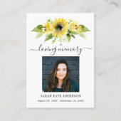 愛する記憶の詩カードのひまわり葬儀 名刺 (正面)