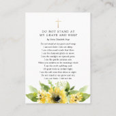 愛する記憶の詩カードのひまわり葬儀 名刺 (裏面)