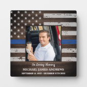 愛する記憶の警察官記念碑 薄い青い線 フォトプラーク (正面)