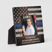 愛する記憶の警察官記念碑 薄い青い線 フォトプラーク (正面)