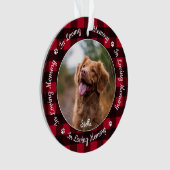 愛する記憶の赤い格子犬の写真ペット記念碑 オーナメント (正面)