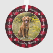 愛する記憶の赤い格子犬の写真ペット記念碑 オーナメント (裏面)