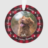 愛する記憶の赤い格子犬の写真ペット記念碑 オーナメント (正面)