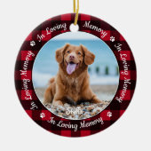 愛する記憶の赤い格子犬の写真ペット記念碑 セラミックオーナメント (正面)