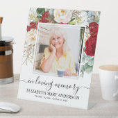 愛する記憶の赤い白いフローラ葬儀の写真 台座サイン (インサイチュ)