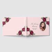 愛する記憶の赤ピンクのフローラ葬儀の写真 ゲストブック (全面)