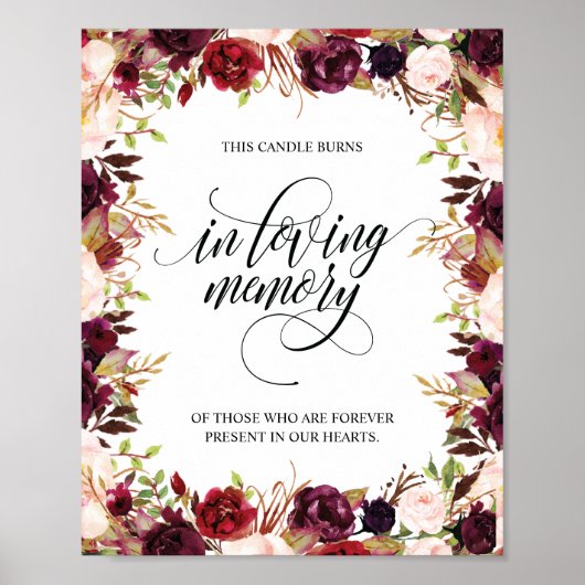 愛する記憶の追悼キャンドルが燃える看板 ポスター (正面)