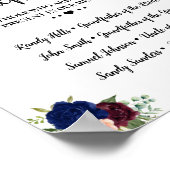 愛する記憶の追悼 ネイビー バーガンディー 結婚式 ポスター (角)