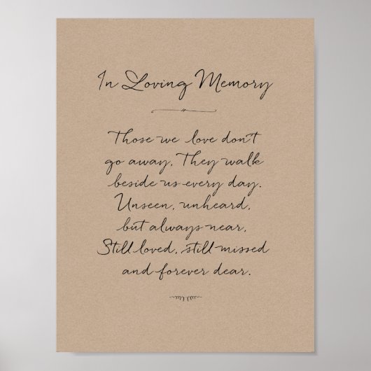 愛する記憶の追悼、葬儀、ナチュラル ポスター (正面)