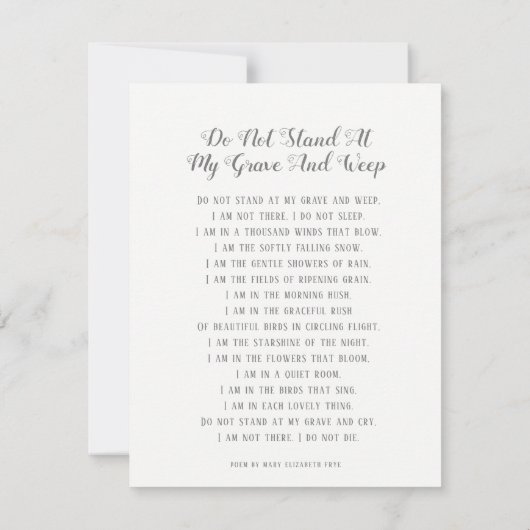 愛する記憶の雲の葬儀祈りの言葉詩カード (裏面)