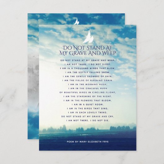 愛する記憶の雲の葬儀祈りの言葉/詩カード エンクロージャーカード (正面/裏面)