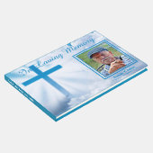 愛する記憶の雲の青いクリスチャン十字架 ゲストブック (コーナー)